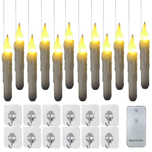 Nuyhgtr Christmas Decorative Candles, Room Decor Candles, LED Floating Candles, Waterproof Candle Set, Elegant Candle Centerpiece, Battery Operated Taper Candles for Holiday and Everyday Decor von Nuyhgtr