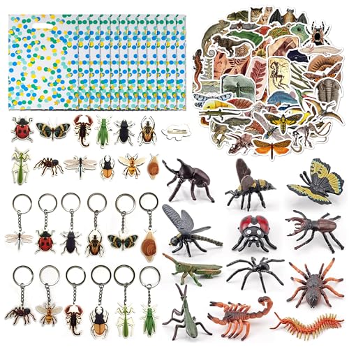 Nuyoach Insekt Party Mitgebsel Kindergeburtstag Gastgeschenke,Insekten Favours Geschenk Tasche,99 Stück Insekt-Spielzeug-Figuren Tortendeko Geburtstagstüten Figuren Kinder Aufkleber Für Junge Mädchen von Nuyoach