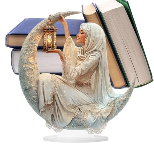 Nuytghr Eid Centerpieces, Moon Tabletop Decoration, Festival Ornament, Elegant Desktop Display, Festive Home Accent 11.81x10.24x0.39 inches, Perfect for Home, Bedroom, Party von Nuytghr