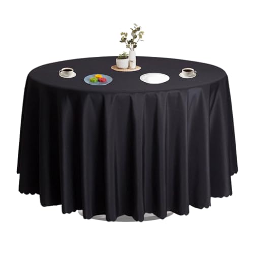 Nuytghr Runde Tischdecke, 160 cm, Polyester-Tischwäsche, 160 cm, Küche, Esszubehör, schmutzabweisend, Buffet-Tischdekoration für Empfang, Weiß, Schwarz, Rot von Nuytghr