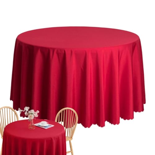 Nuytghr Runde Tischdecke, 160 cm, Polyester-Tischwäsche, 160 cm, Küche, Esszubehör, schmutzabweisend, Buffet-Tischdekoration für Empfang, Weiß, Schwarz, Rot von Nuytghr