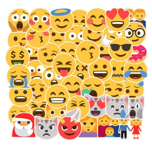 Aufkleber,Emoticon Aufkleber 50PCS Lachgesichter Aufkleber für Handy Geschenkkarten Briefe Deko Basteln Witzige Smilies Sticker für Kinder Notebook Dekoration von Nv Wang