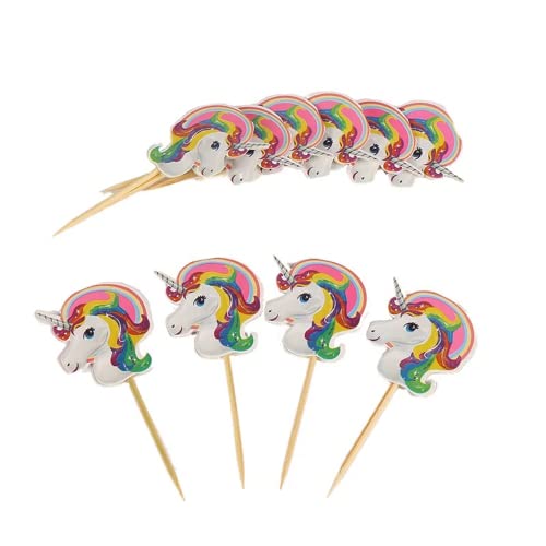 Nv Wang Cake Toppers,Einhorn Tasse Kuchen Toppers Zahnstocher Flaggen 24 Stück Kuchen Cupcake Topper für Kinder Baby Party Geburtstag Party Kuchen Dekoration von Nv Wang