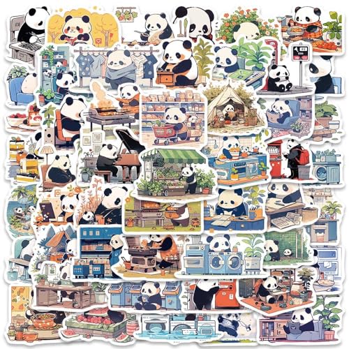 Panda Aufkleber Set,Vinyl Sticker 50 stück Wasserdicht Panda Graffiti Decal Sticker für Kinder Wasserflaschen Auto Motorrad Fahrrad Skateboard Gepäck Laptop Computer von Nv Wang