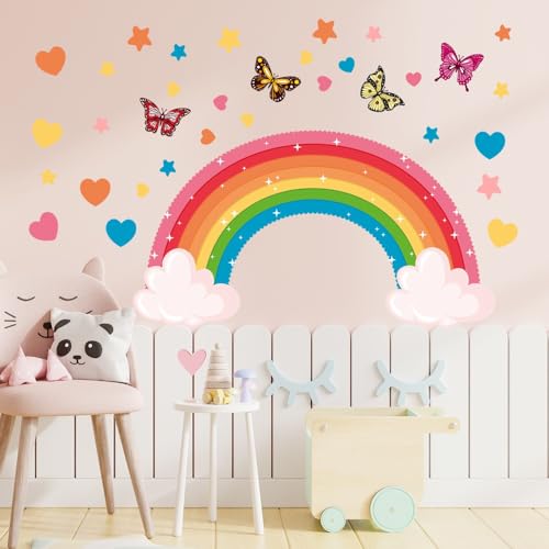 Regenbogen Wandtattoo Schmetterling Freizeitspaß Wandtattoo Kinder Wandaufkleber Regenbogen Schmetterling Wandsticker Wanddeko für Kinderzimmer Babyzimmer Mädchenzimmer von Nv Wang