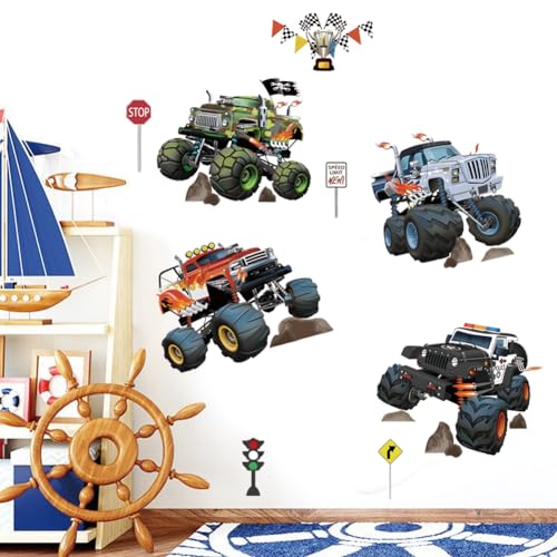 Wandtattoo Autos Junge Wandaufkleber Rennauto Cars Wandsticker Wanddeko 3D-Effekt Aufkleber für Kinderzimmer Jungen Babyzimmer Schlafzimmer von Nv Wang