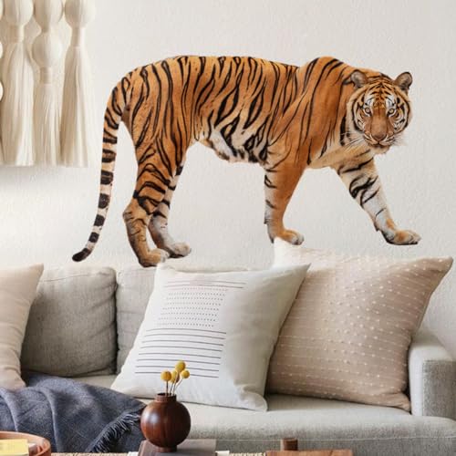 Wandtattoo Safari Tiere Tiger Wandaufkleber Wildtiere Wandsticker Wanddeko 3D-Effekt Aufkleber für Wohnzimmer Schlafzimmer Kinderzimmer von Nv Wang