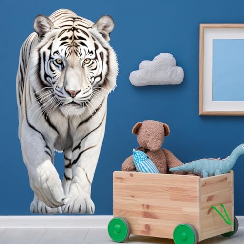 Wandtattoo Safari Tiere Tiger Wandaufkleber Wildtiere Wandsticker Wanddeko 3D-Effekt Aufkleber für Wohnzimmer Schlafzimmer Kinderzimmer von Nv Wang