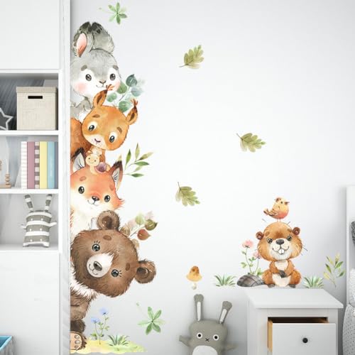 Wandtattoo Safari Tiere Zug Wandaufkleber Dschungel Tiere Elefant Giraffe Löwe Affe Zebra Fuchs Wanddeko für Tür, Kinderzimmer Babyzimmer Spielzimmer von Nv Wang