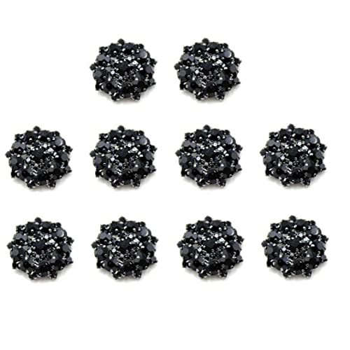 Nvzi 10 schwarze Strass-Knöpfe, Schaft, Diamant-Zubehör, DIY für Hochzeitsdekoration, Nähen, Kleidung, Knöpfe, 22 mm von Nvzi