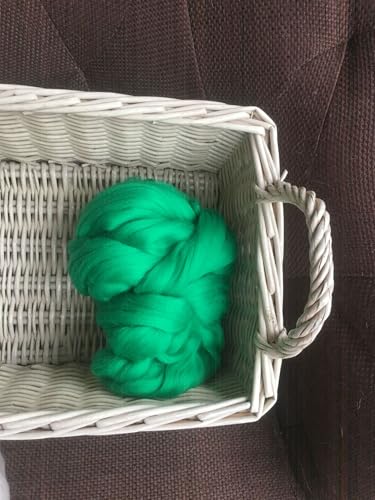 Nvzi 100 g Wollgarn, Faser-Roving-Wolle-Top, Wollfilz-Zubehör, reine Wolle, grobes Garn, Spinnwolle, zum Nadelfilzen, Nassfilzen, Heimwerken, Handspinnen, Grün von Nvzi