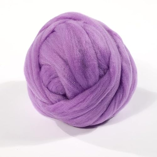 Nvzi 100 g Wollgarn, Faser-Roving-Wolloberteil, Wollfilzbedarf, reine Wolle, grobes Garn, Spinnwolle, zum Nadelfilzen, Nassfilzen, DIY, Handspinnen, Lila von Nvzi