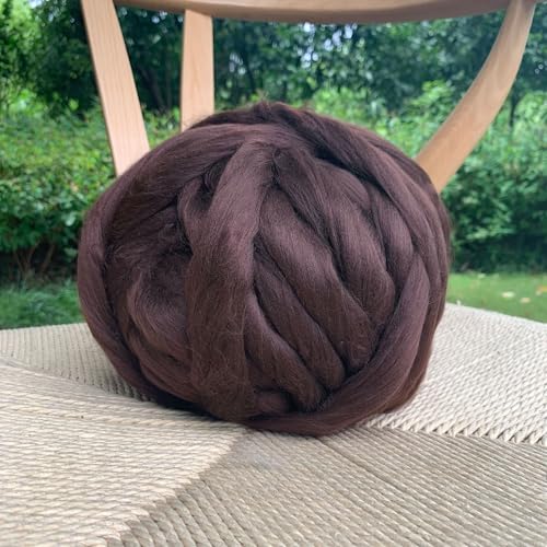 Nvzi 100 g Wollgarn, Faser-Roving-Wolloberteil, Wollfilzbedarf, reine Wolle, grobes Garn, Spinnwolle, zum Nadelfilzen, Nassfilzen, Heimwerken, Handspinnen, Braun von Nvzi