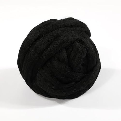 Nvzi 100 g Wollgarn, Faser-Roving-Wolloberteil, Wollfilzbedarf, reine Wolle, grobes Garn, Spinnwolle, zum Nadelfilzen, Nassfilzen, Heimwerken, Handspinnen, Schwarz von Nvzi