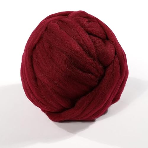 Nvzi 100 g Wollgarn, Faser-Vorgarn, Wollfilz-Zubehör, reine Wolle, grobes Garn, Spinnwolle, zum Nadelfilzen, Nassfilzen, Heimwerken, Handspinnen, Weinrot von Nvzi