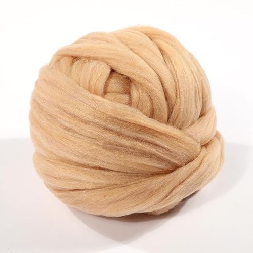 Nvzi 250 g Wollgarn, Faser-Roving-Wolle-Top, Wollfilz-Zubehör, reine Wolle, grobes Garn, Spinnwolle, zum Nadelfilzen, Nassfilzen, DIY, Handspinnen, Khaki von Nvzi