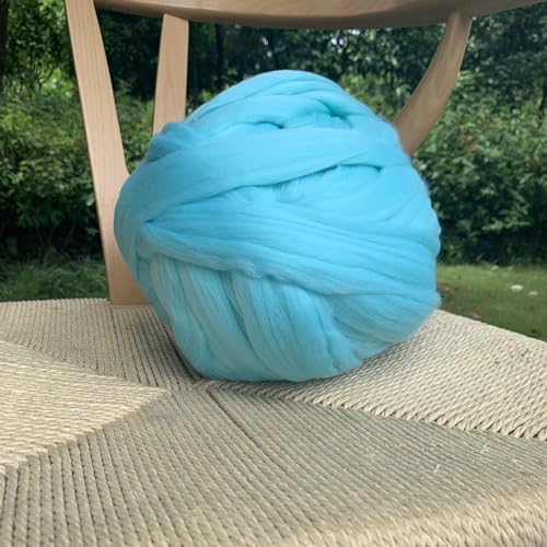 Nvzi 250 g Wollgarn, Faser-Roving-Wolloberteil, Wollfilz-Zubehör, reine Wolle, grobes Garn, Spinnwolle, zum Nadelfilzen, Nassfilzen, Heimwerken, Handspinnen, Blau A von Nvzi