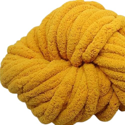 Nvzi 250 g superweiches, warmes Chenille-Deckengarn zum Selbermachen, grobe Wolle, Strickdecke, perfekt für jedes Stricken und Häkeln, Dunkelgelb von Nvzi