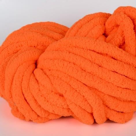 Nvzi 250 g superweiches, warmes Chenille-Deckengarn zum Selbermachen, grobe Wolle, Strickdecke, perfekt für jedes Stricken und Häkeln, Hellorange von Nvzi