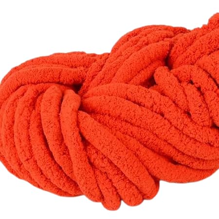 Nvzi Chenille-Deckengarn, superweich, warm, 500 g, grobe Wolle, Strickdecke, perfekt für jedes Stricken und Häkeln, Orange von Nvzi