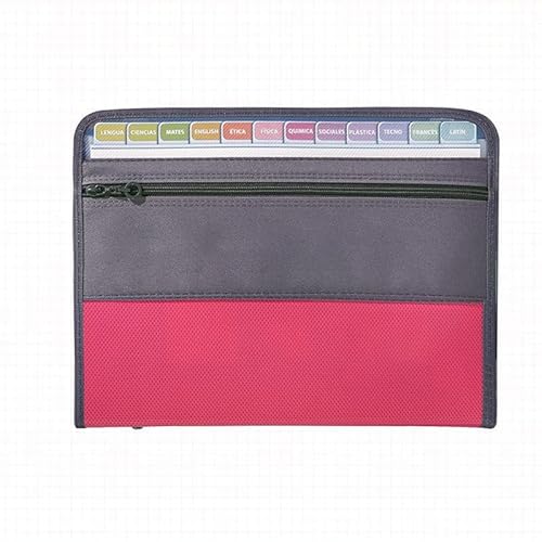 Nvzi - b Fächermappe (35 x 26,5 x 3,5 cm), A4-Größe, Dokumenten-Organizer, feuerfeste Geldtasche, 13 Fächer, Reißverschluss, tragbar, für Schecks, Rechnungen (Rosa) von Nvzi