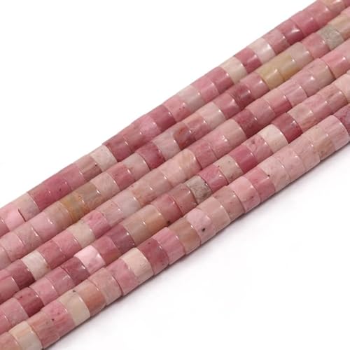 Nvzi -c 1 Stück 2 x 4 mm rosa Textur Naturstein Originalfarbe Stein Perlen Abstandshalter DIY halbfertige Armband-Zubehör Weben Armband Zubehör Material von Nvzi