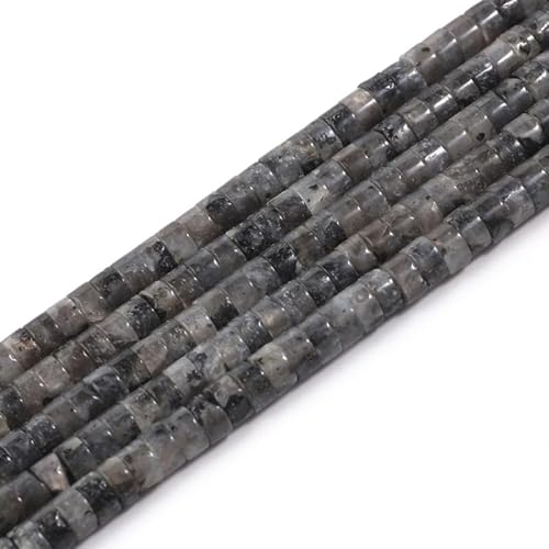 Nvzi -c 1 Stück 2 x 4 mm schwarze natürliche funkelnde Steinperle, lose Perlen, zylindrische, flache Perlen, DIY-Halsketten-Zubehör von Nvzi