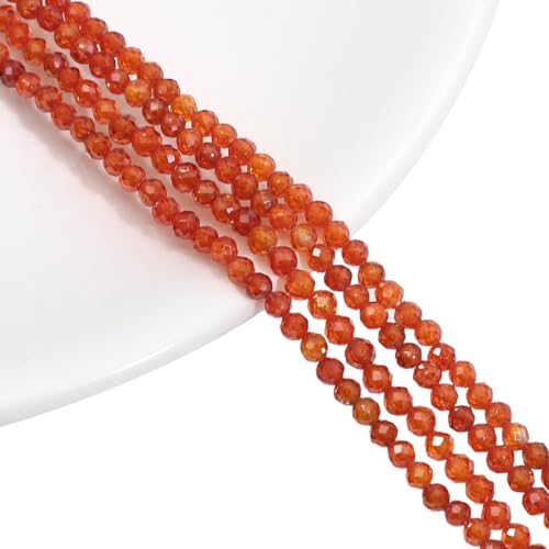 Nvzi -c 1 Stück 3 mm natürliche Zirkon orange geschnittene runde Perlen DIY handgefertigte Perlen Armband Halskette Zubehör lose Perlen von Nvzi