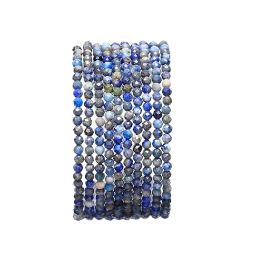 Nvzi -c 2 Stück 2–2,5 mm tiefblaue Natursteinperlen, handgefertigt, DIY-Armband, Halskette, Zubehör, Material, lose Perlendekoration von Nvzi