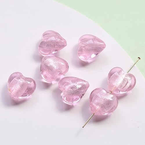 Nvzi -c 20 Stück rosa süße Glasperlen Glasherzen perforierte Streuperlen Perlenmaterialien DIY handgemachte Accessoires Ohrringe Armbänder Zubehör von Nvzi