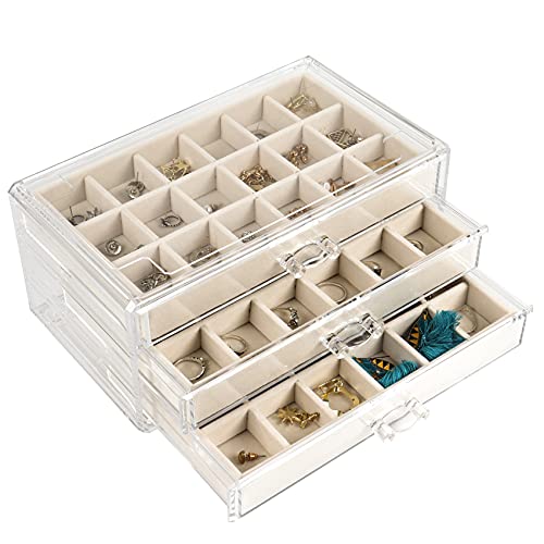 Nwvuop Schmuckschatulle Acryl Schmuckkästchen Ring aufbewahrung Schmuckaufbewahrung Organizer für ohrringe Ring Jewellery Organizer Beige von Nwvuop