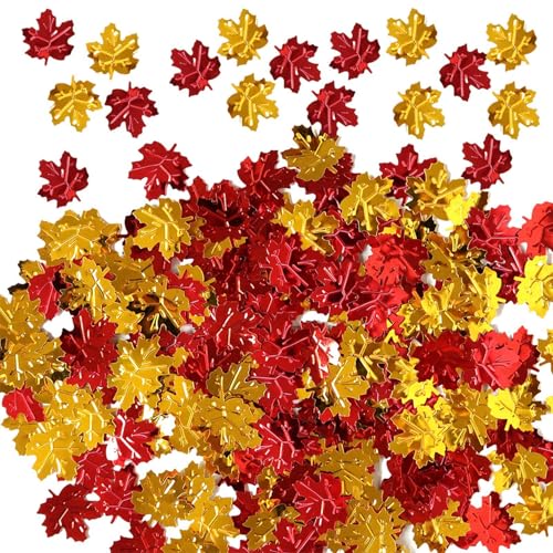 Nybhyjka 3pack Herbstblätter-Konfetti, Herbstblätter-Konfetti, Thanksgiving Ahornblatt-Konfetti 15 G, Ahornblätter, Glitzer, Tischstreuung, Konfetti Für Thanksgiving, Ahornblätter, Konfetti-Party-Set von Nybhyjka