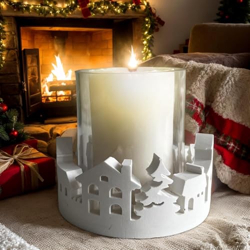 Nybhyjka Haus Kerzenständer Silikonform, 3D Silikonform Haus Haus Kerzenständer Silikonform Runde Teelampe Teelichthalter Silikonform Weihnachten Deko Kerzenhalter Giessformen Gipsformen von Nybhyjka