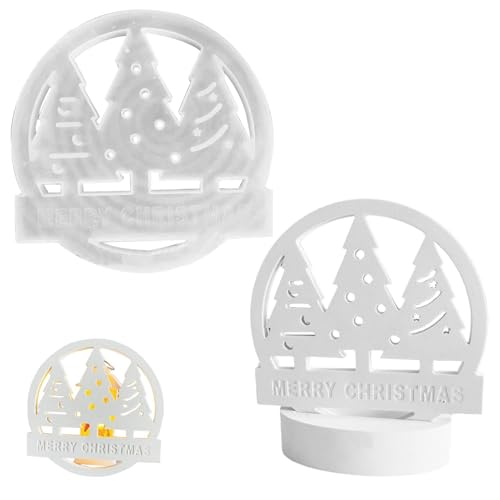 Nybhyjka Weihnachtsharzformen,Weihnachtsharzformen mit runden Ornamenten,Weihnachts-Rundornament-Epoxidharz-Formen - Weihnachts-Anhängerformen in runder Form für Buntstiftharz von Nybhyjka