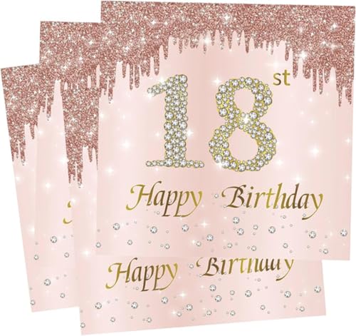 Servietten zum 18. Geburtstag, 20 Stück, rotgoldene Happy Birthday-Servietten, Papierservietten, Partyzubehör, Papierservietten von Nytlivet