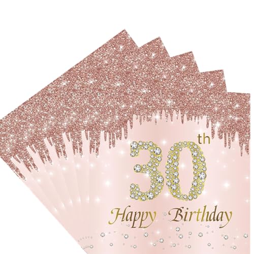 Servietten zum 30. Geburtstag, 20 Stück, rotgoldene Happy Birthday-Servietten, Papierservietten, Partyzubehör, Papierservietten von Nytlivet