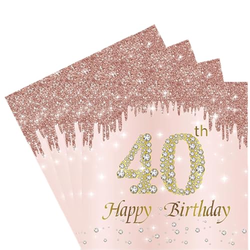 Servietten zum 40. Geburtstag, 20 Stück, rotgoldene Happy Birthday-Servietten, Papierservietten, Partyzubehör, Papierservietten von Nytlivet