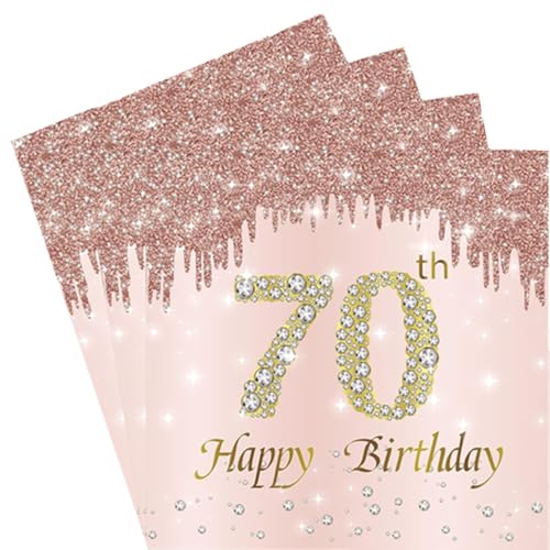 Servietten zum 70. Geburtstag, 20 Stück, rotgoldene Happy Birthday-Servietten, Papierservietten, Partyzubehör, Papierservietten von Nytlivet