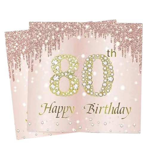 Servietten zum 80. Geburtstag, 20 Stück, rotgoldene Happy Birthday-Servietten, Papierservietten, Partyzubehör, Papierservietten von Nytlivet