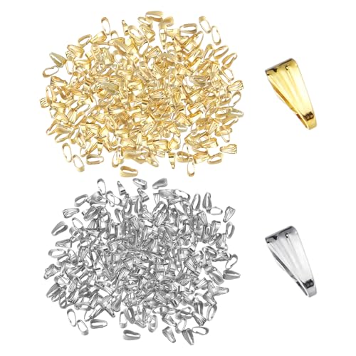 400 Stück Halsketten-Verschlüsse, Anhänger-Clips, Ring-Metall-Druckknöpfe, Haken-Kettenverbinder, Schmuckzubehör, Anzug Für Halsketten-Anhänger, Schmuck, DIY-Handwerk (Gold, Silber) von NyxSeat