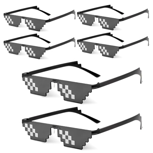 O-Kinee 6 Pack Pixel Mosaik Brille，MLG Brille Pixelbrille Sonnenbrille Pixel Brille Lustig Spielzeug Mosaik Sunglasses Ideal für Partys und Fotoshootings Karneval Fasching Party Cosplay Kostüm von O-Kinee