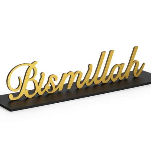 O-Kinee Bismillah Tischdeko Holz, Ramadan freistehend Dekoration, Bismillah Tischschild, Benutzerdefinierte Bismillah Eid Dekoration Islamische Tischschild für Ramadan Eid Party Geschenk Dekoration von O-Kinee