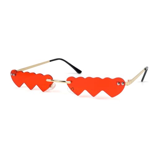Herzförmige Sonnenbrille, Retro Sonnenbrille in Herzform, lustige Sonnenbrille, Sonnenbrillen Dekoration für Hippie Party, ideal für Partys und Fotos（Rot） von O-Kinee