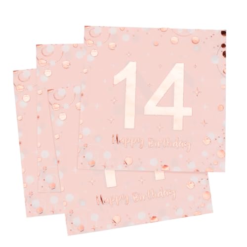 Servietten 14. geburtstag, 30 Stück Rosa Geburtstags Servietten, Happy Birthday 14 Servietten, 3-Lagig Milestone 14 Tischdekoration Papierservietten für mädchen Geburtstag Feiern Party Jubiläum Servietten 14. geburtstag, 30 Stück Rosa Geburtstags Servietten, Happy Birthday 14 Servietten, 3-Lagig Milestone 14 Tischdekoration Papierservietten für mädchen Geburtstag Feiern Party Jubiläum von O-Kinee