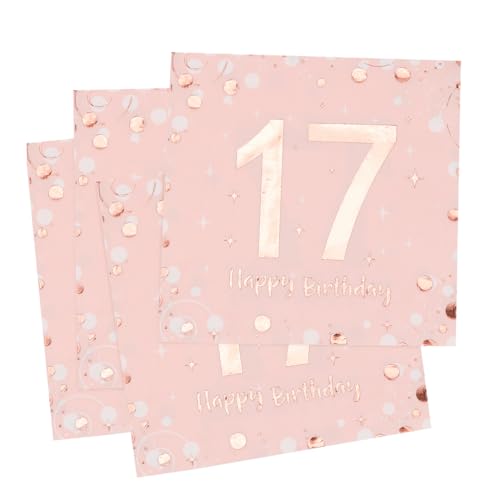 Servietten 17. geburtstag, 30 Stück Rosa Geburtstags Servietten, Happy Birthday 17 Servietten, 3-Lagig Milestone 17 Tischdekoration Papierservietten für mädchen Geburtstag Feiern Party Jubiläum Servietten 17. geburtstag, 30 Stück Rosa Geburtstags Servietten, Happy Birthday 17 Servietten, 3-Lagig Milestone 17 Tischdekoration Papierservietten für mädchen Geburtstag Feiern Party Jubiläum von O-Kinee