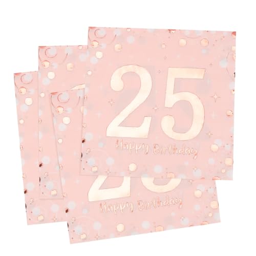 Servietten 25. geburtstag, 30 Stück Rosa Geburtstags Servietten, Happy Birthday 25 Servietten, 3-Lagig Milestone 25 Tischdekoration Papierservietten für Frauen Geburtstag Feiern Party Jubiläum Servietten 25. geburtstag, 30 Stück Rosa Geburtstags Servietten, Happy Birthday 25 Servietten, 3-Lagig Milestone 25 Tischdekoration Papierservietten für Frauen Geburtstag Feiern Party Jubiläum von O-Kinee