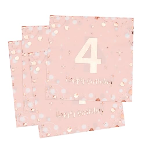 Servietten 4. geburtstag, 30 Stück Rosa Geburtstags Servietten, Happy Birthday 4 Servietten, 3-Lagig Milestone 4 Tischdekoration Papierservietten für mädchen Geburtstag Feiern Party Jubiläum Servietten 4. geburtstag, 30 Stück Rosa Geburtstags Servietten, Happy Birthday 4 Servietten, 3-Lagig Milestone 4 Tischdekoration Papierservietten für mädchen Geburtstag Feiern Party Jubiläum von O-Kinee