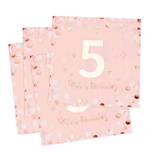 Servietten 5. geburtstag, 30 Stück Rosa Geburtstags Servietten, Happy Birthday 5 Servietten, 3-Lagig Milestone 5 Tischdekoration Papierservietten für mädchen Geburtstag Feiern Party Jubiläum Servietten 5. geburtstag, 30 Stück Rosa Geburtstags Servietten, Happy Birthday 5 Servietten, 3-Lagig Milestone 5 Tischdekoration Papierservietten für mädchen Geburtstag Feiern Party Jubiläum von O-Kinee