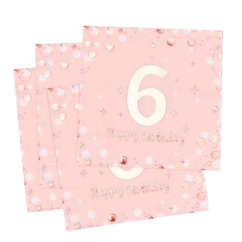 Servietten 6. geburtstag, 30 Stück Rosa Geburtstags Servietten, Happy Birthday 6 Servietten, 3-Lagig Milestone 6 Tischdekoration Papierservietten für mädchen Geburtstag Feiern Party Jubiläum Servietten 6. geburtstag, 30 Stück Rosa Geburtstags Servietten, Happy Birthday 6 Servietten, 3-Lagig Milestone 6 Tischdekoration Papierservietten für mädchen Geburtstag Feiern Party Jubiläum von O-Kinee