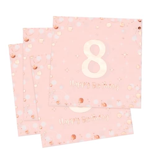 Servietten 8. geburtstag, 30 Stück Rosa Geburtstags Servietten, Happy Birthday 8 Servietten, 3-Lagig Milestone 8 Tischdekoration Papierservietten für mädchen Geburtstag Feiern Party Jubiläum Servietten 8. geburtstag, 30 Stück Rosa Geburtstags Servietten, Happy Birthday 8 Servietten, 3-Lagig Milestone 8 Tischdekoration Papierservietten für mädchen Geburtstag Feiern Party Jubiläum von O-Kinee